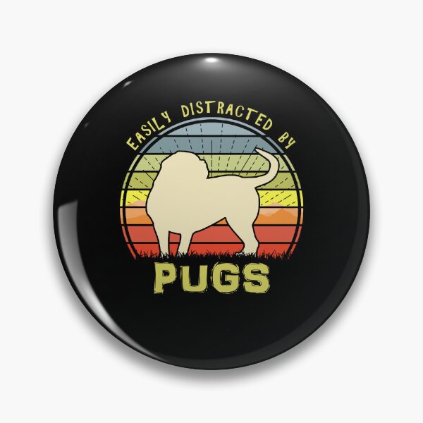 Item preview, Easily Distracted By Pugs Retro Sunset Dog designed and sold by marke770.