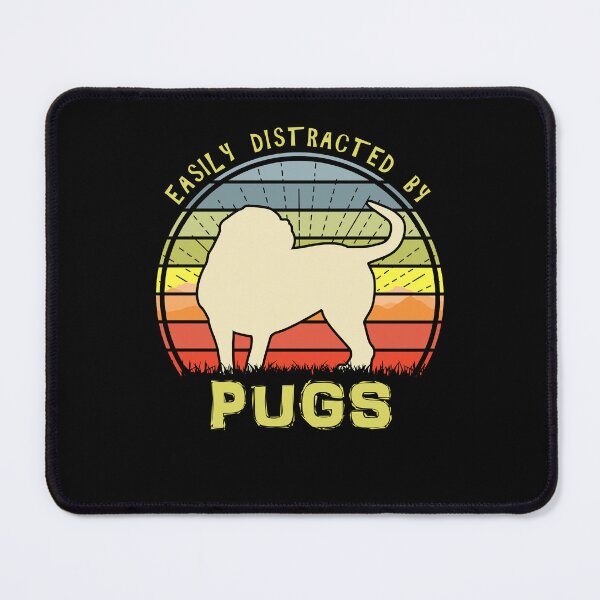 Item preview, Easily Distracted By Pugs Retro Sunset Dog designed and sold by marke770.