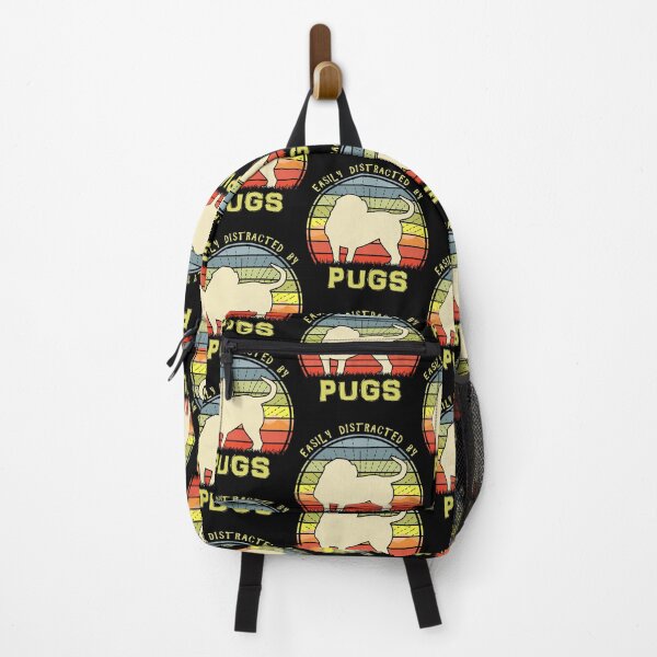Item preview, Easily Distracted By Pugs Retro Sunset Dog designed and sold by marke770.