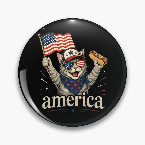 Item preview, Retro Funny America Cat Hot Dog Lovers Patriotic US Flag designed and sold by OlakunleOloroz.