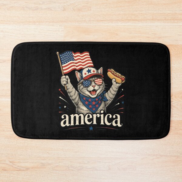 Item preview, Retro Funny America Cat Hot Dog Lovers Patriotic US Flag designed and sold by OlakunleOloroz.