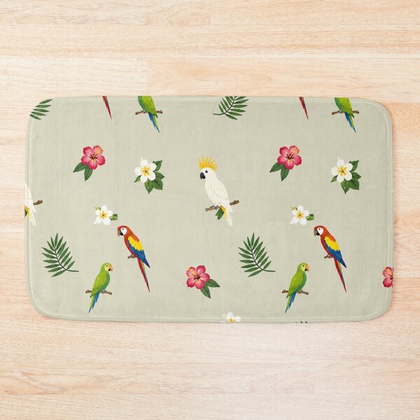 Item preview, Tropical Parrot & Flowers Pattern | Exotic Jungle Aesthetic | Summer Island Offset Art designed and sold by K Mood Studio.