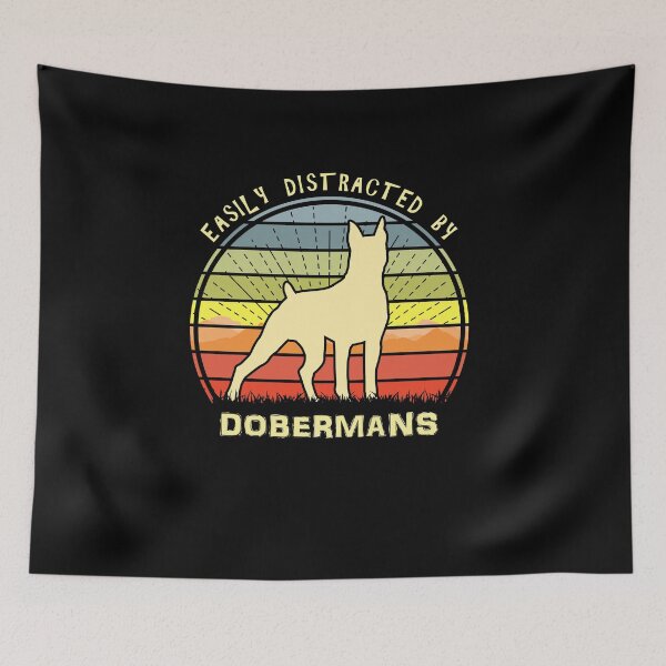 Item preview, Easily Distracted By Dobermans Retro Sunset Dog designed and sold by marke770.