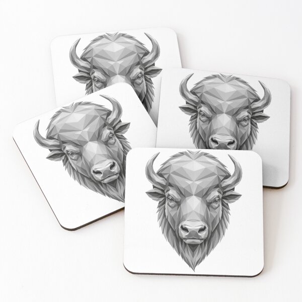 Item preview, Tribal Bison - Geometric Bison Head – Low Poly Buffalo Wildlife Art Design designed and sold by ArcticFoxStudio.