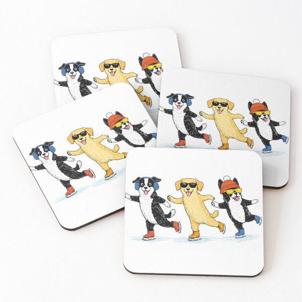Item preview, Funny Ice Skating Dogs – Cute Winter Cartoon Art for Pet Lovers designed and sold by erkinmaddison.