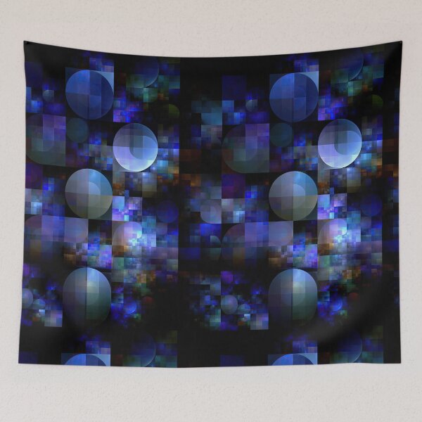 Item preview, Digital Blue Matrix Cube Grid Art designed and sold by Piotrek0001.