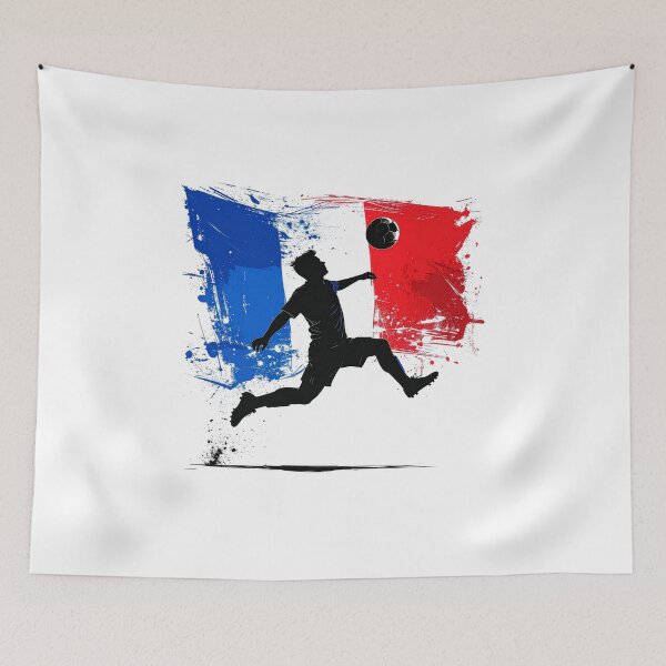 Item preview, France Soccer Player Art — French Football Flag Action Fan Print designed and sold by icemanphotos.