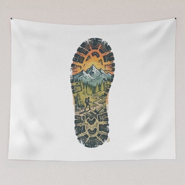 Item preview, Vintage Hiking Boot Sole Print Mountain Landscape Art designed and sold by Gabe1983.