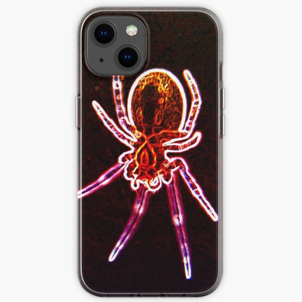 Red neon macro spider iPhone Soft Case