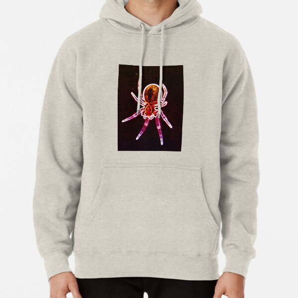 Red neon macro spider Pullover Hoodie