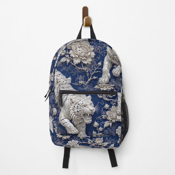 Item preview, White Tiger Floral Chinoiserie Pattern designed and sold by Rui Huang.