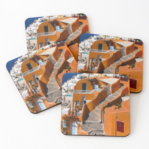 Item preview, Vibrant Orange Architecture in Oia Santorini  designed and sold by asun5.