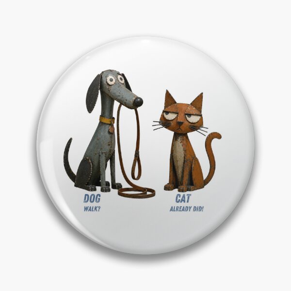 Item preview, Dog Walk? Already Did! Funny Cat vs Dog Shirt – Recycled Metal Folk Art Pet Design designed and sold by lazydogonline.