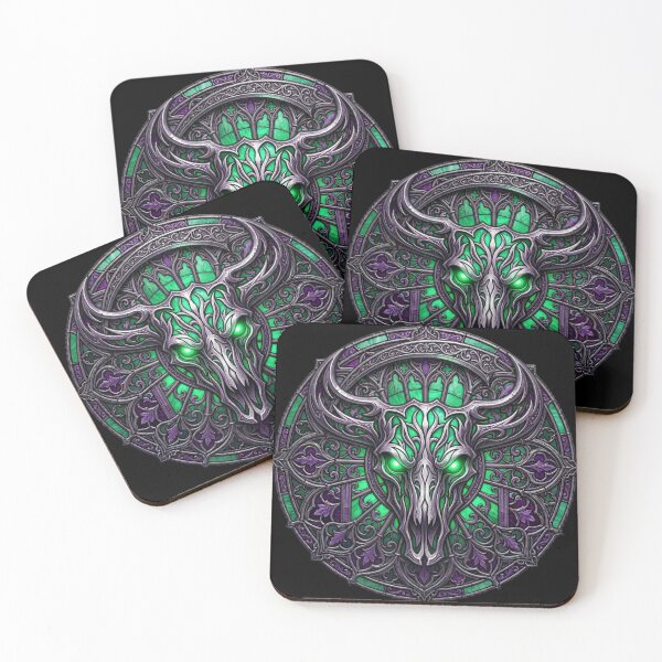 Item preview, Mystic Emerald Bull – Gothic Stained Glass designed and sold by David Mateo ArtWorks.