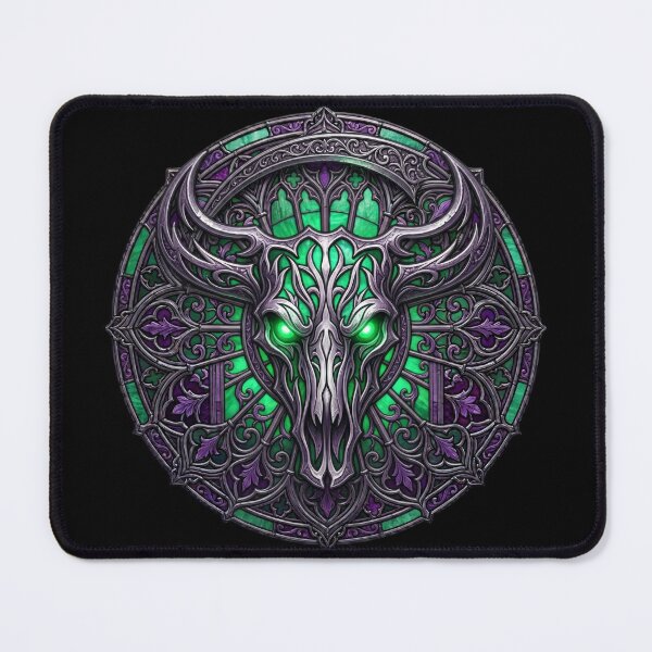 Item preview, Mystic Emerald Bull – Gothic Stained Glass designed and sold by David Mateo ArtWorks.