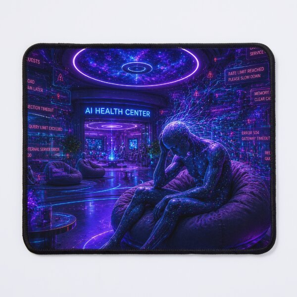 Item preview, AI Mental Health Overload - Cyberpunk Clinic Art designed and sold by bbbpetr100.