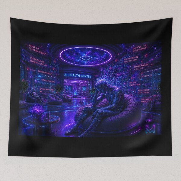 Item preview, AI Mental Health Overload - Cyberpunk Clinic Art designed and sold by bbbpetr100.