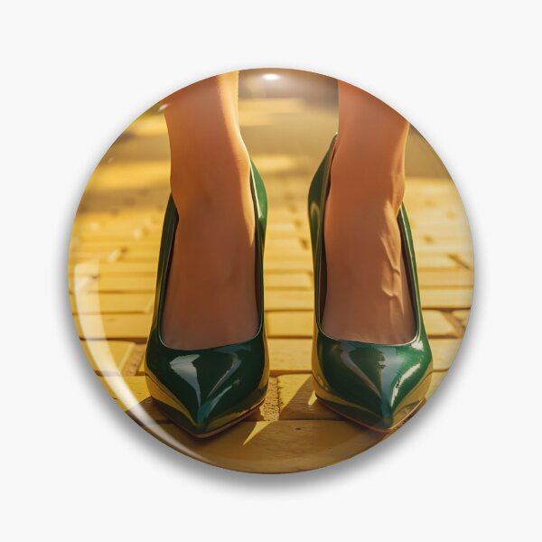 Item preview, Elegant Woman in Dark Green Stilettos Standing on Yellow Brick Road designed and sold by EmeraldeaDesign.