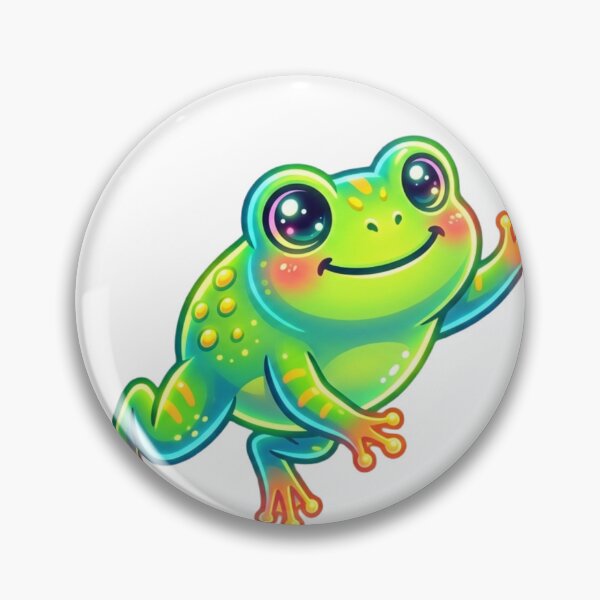 Item preview, Cheerful neon frog with big eyes cartoon designed and sold by NeonTraum.
