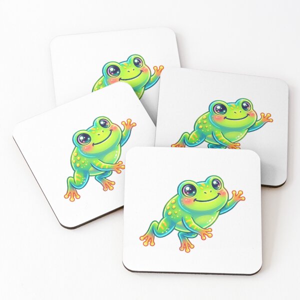 Item preview, Cheerful neon frog with big eyes cartoon designed and sold by NeonTraum.