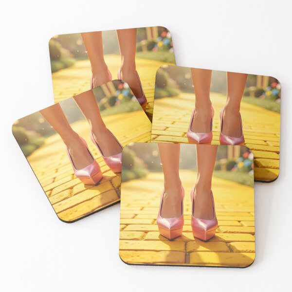 Item preview, Elegant Pink Stilettos Standing on Yellow Brick Road designed and sold by EmeraldeaDesign.