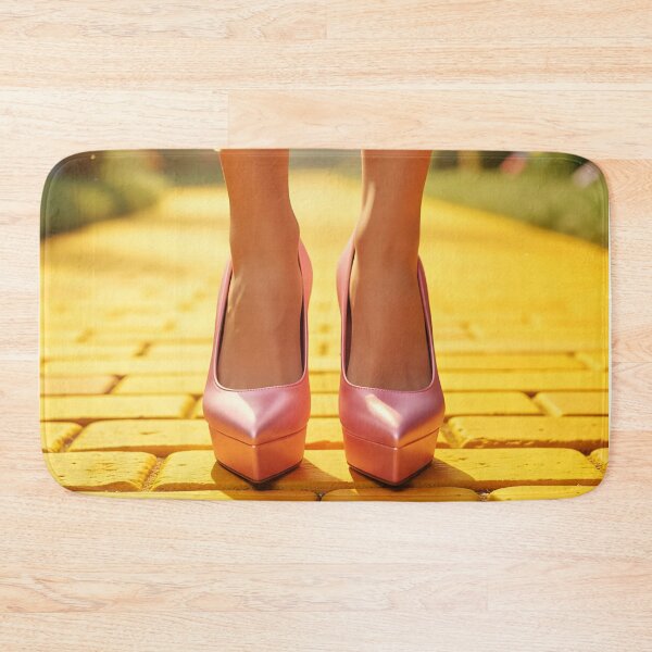 Item preview, Elegant Pink Stilettos Standing on Yellow Brick Road designed and sold by EmeraldeaDesign.