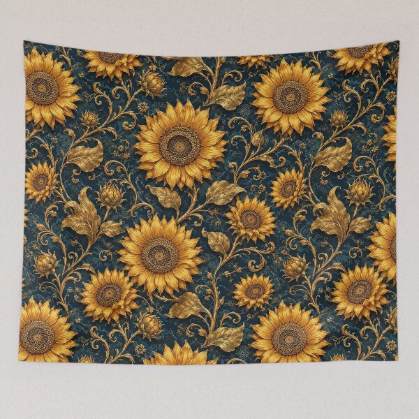 Item preview, Golden Sunflower Floral Chinoiserie Pattern designed and sold by Rui Huang.