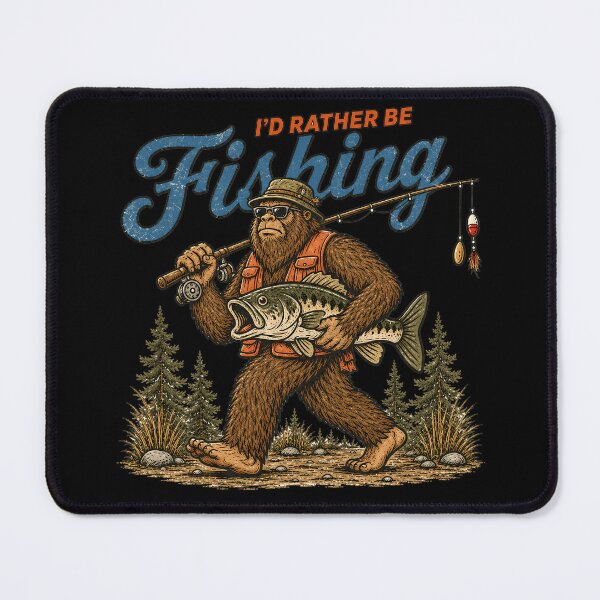 Item preview, I'd Rather Be Fishing Bigfoot designed and sold by PastelWingg.