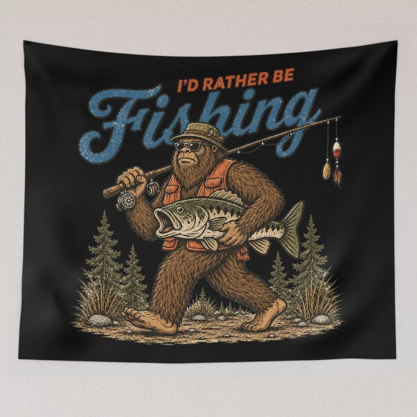 Item preview, I'd Rather Be Fishing Bigfoot designed and sold by PastelWingg.