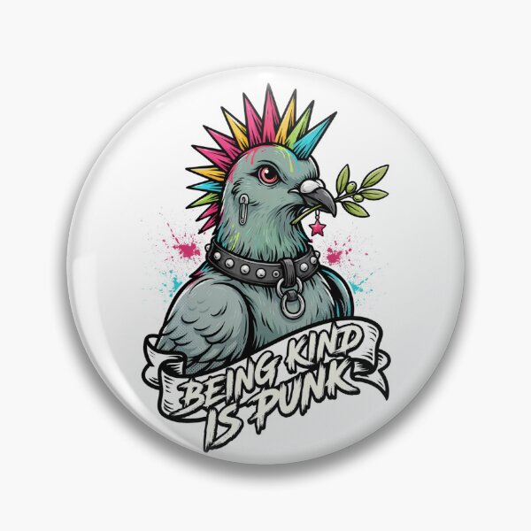 Item preview, Being Kind Is Punk – Punk Pigeon of Peace Retro Alternative Design designed and sold by ArcticFoxStudio.