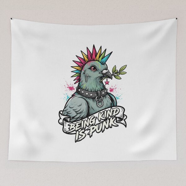 Item preview, Being Kind Is Punk – Punk Pigeon of Peace Retro Alternative Design designed and sold by ArcticFoxStudio.