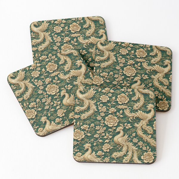 Item preview, Golden Phoenix Floral Pattern designed and sold by Rui Mythic Studio.