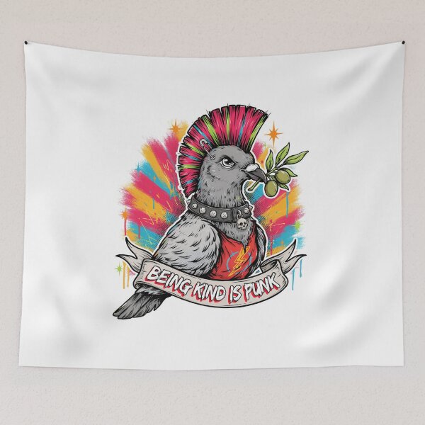 Item preview, Being Kind Is Punk – Punk Pigeon of Peace Retro Alternative Design designed and sold by ArcticFoxStudio.