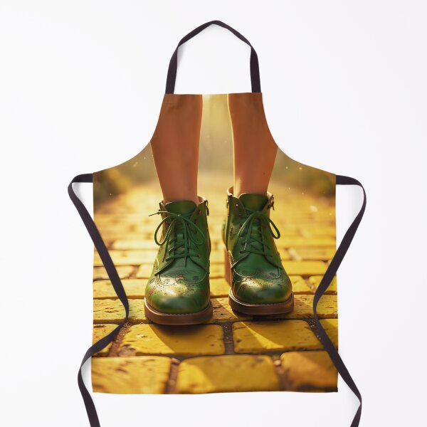 Item preview, Boho Green Boots Woman on Yellow Brick Road – Fantasy Travel Illustration designed and sold by EmeraldeaDesign.