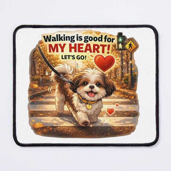 Item preview, Walking Is Good for My Heart Too - Cute Dog Sticker designed and sold by GrowWithNaturePH.