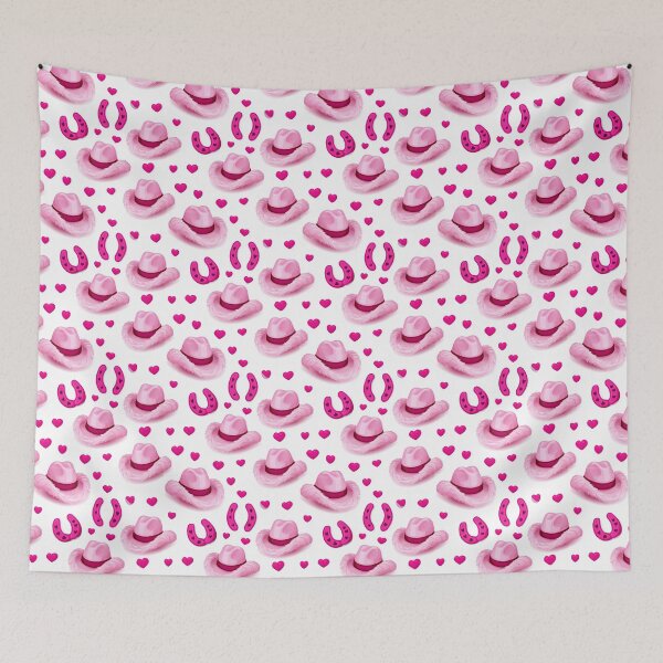Item preview, Large Scale Pink Cowgirl Hat And Horseshoe Pattern designed and sold by igraphixart.