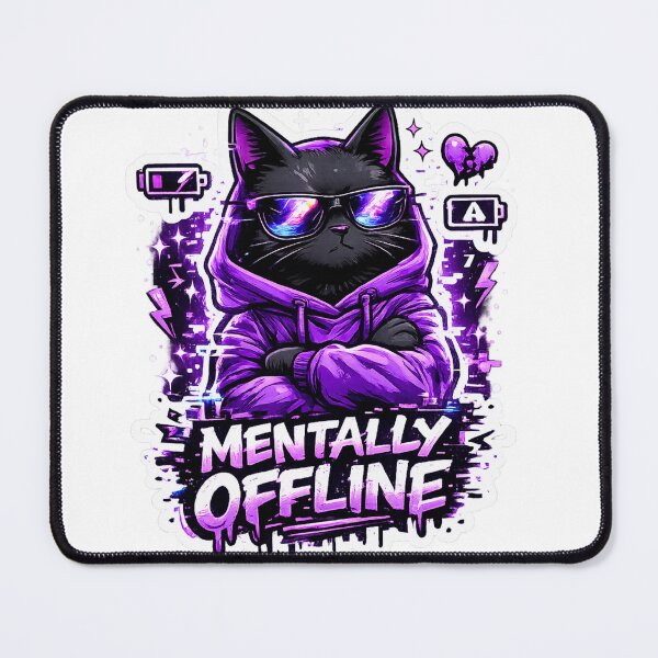 Item preview, Mentally Offline Cool Black Cat designed and sold by DealHunterx.