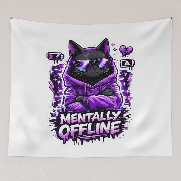 Item preview, Mentally Offline Cool Black Cat designed and sold by DealHunterx.