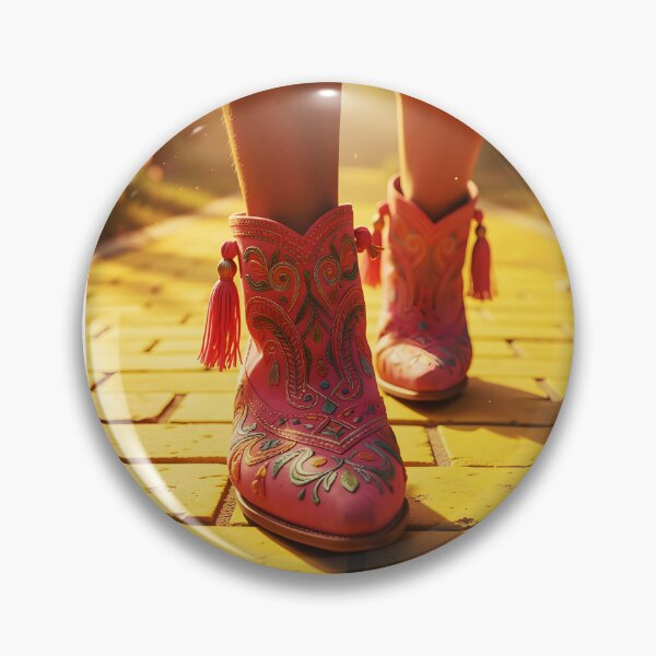 Item preview, Boho Pink Boots Standing on Yellow Brick Road – Fantasy Fashion Illustration designed and sold by EmeraldeaDesign.