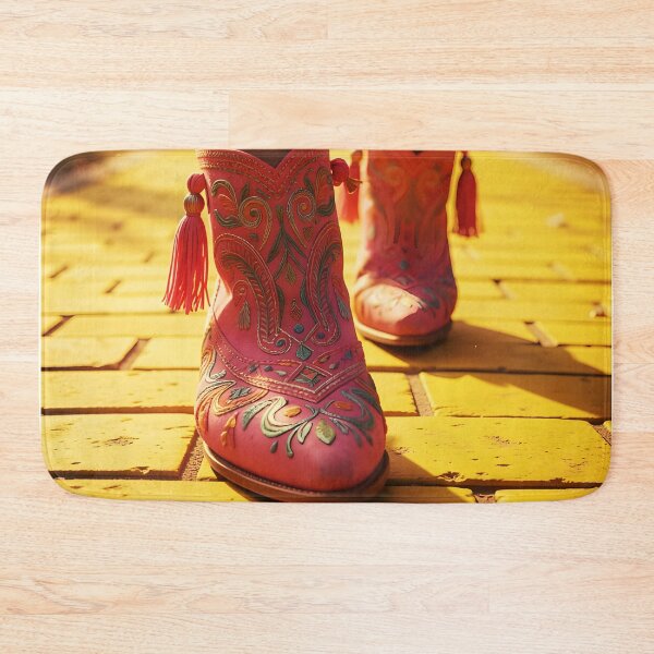 Item preview, Boho Pink Boots Standing on Yellow Brick Road – Fantasy Fashion Illustration designed and sold by EmeraldeaDesign.