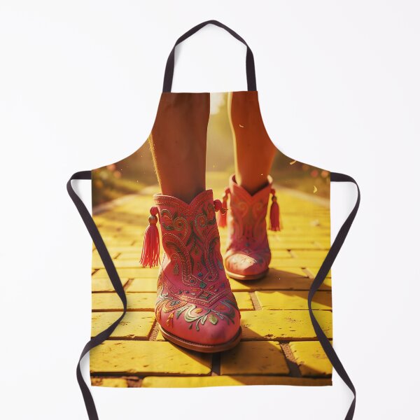Item preview, Boho Pink Boots Standing on Yellow Brick Road – Fantasy Fashion Illustration designed and sold by EmeraldeaDesign.