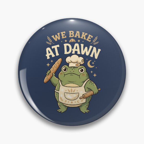 Item preview, Frog We Bake At Dawn Funny Baking Humor Meme 2 designed and sold by ChinkyCat Official.