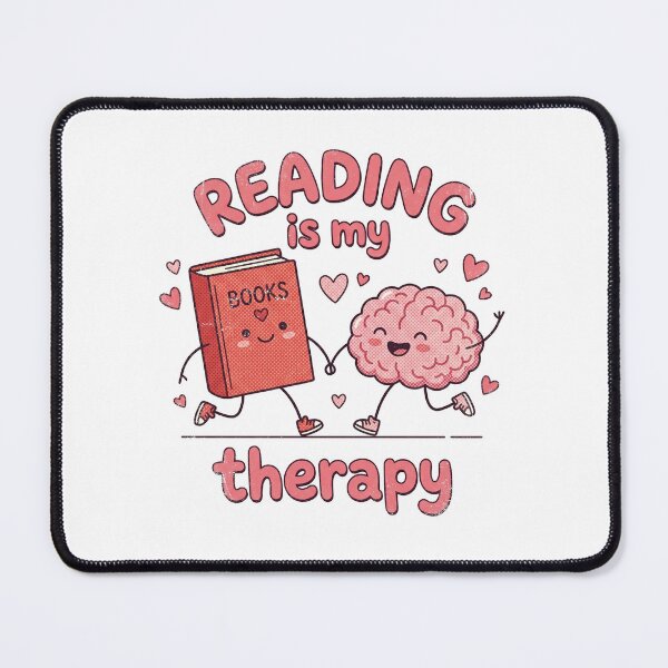 Item preview, Reading Is My Therapy - Cute Retro Book and Brain Kawaii designed and sold by AdyKurniawan.