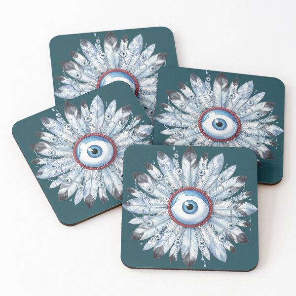 Item preview, Blue Evil Eye Feather Mandala designed and sold by TheUnveiledEye.