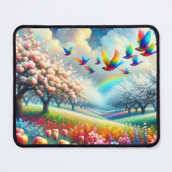 Item preview, Colorful Birds Flying Over Apple Orchard designed and sold by M-Y-A-R-T-.