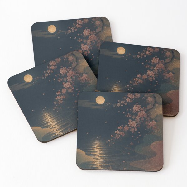 Item preview, Sakura Moon Reflection - Japanese Cherry Blossom Night Art designed and sold by YugenWaveShadow.