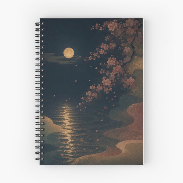 Item preview, Sakura Moon Reflection - Japanese Cherry Blossom Night Art designed and sold by YugenWaveShadow.