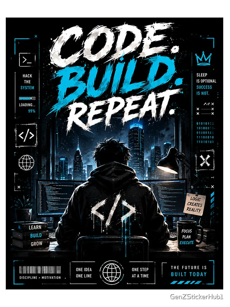 Thumbnail 4 of 4, Samsung Galaxy Phone Case, Build Code Repeat Programmer Sticker designed and sold by GenZStickerHub1.