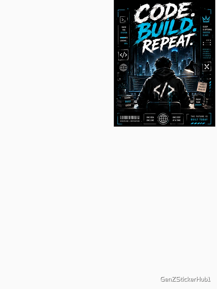 Thumbnail 4 of 4, Tank Top, Build Code Repeat Programmer Sticker designed and sold by GenZStickerHub1.