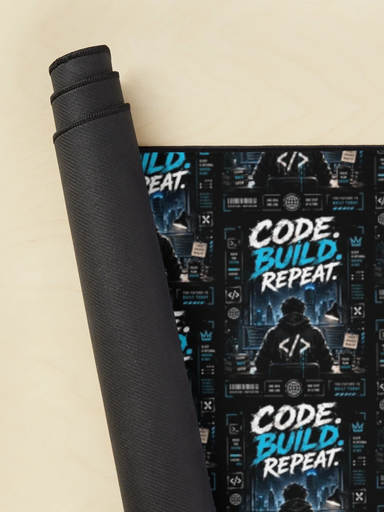 Thumbnail 2 of 5, Mouse Pad, Build Code Repeat Programmer Sticker designed and sold by GenZStickerHub1.